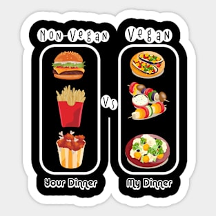 Non-Vegan Versus Vegan Dinners Sticker